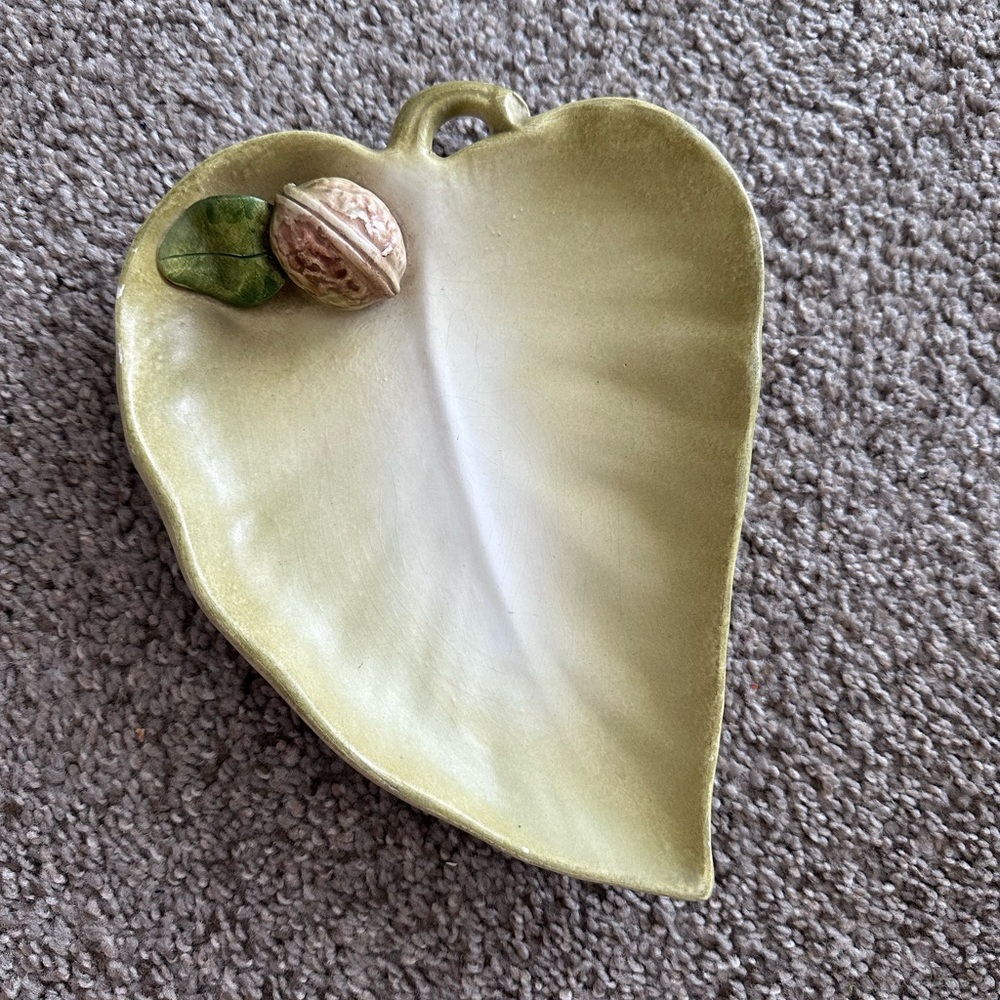 Hand made Leaf-Shaped Ceramic with Walnut Accent - Walter Hatches